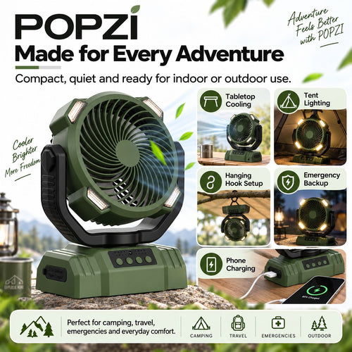 Outdoor Household Power Bank LED Light Camping Fan