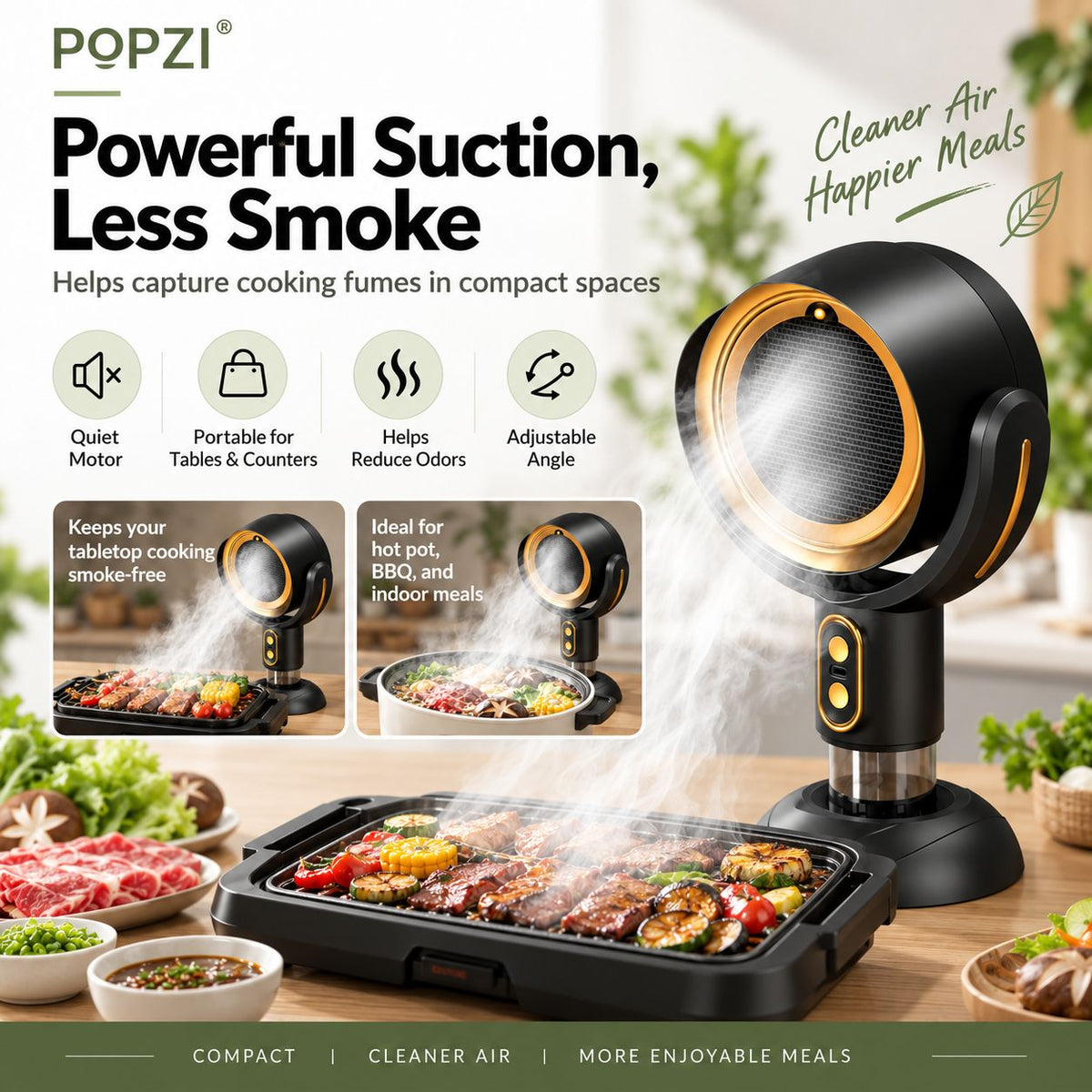 Portable Desktop Range Hood Smoke Remover