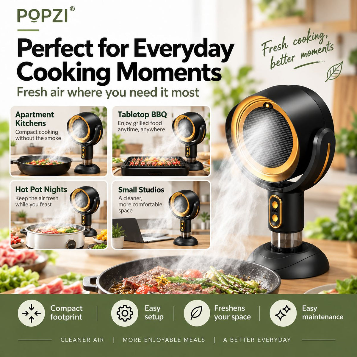 Portable Desktop Range Hood Smoke Remover